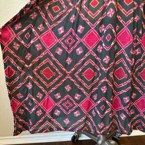 ANTHROPOLOGIE RUJUTA SHETH Marie Cinched Caftan in Black Red Diamond Print - Picture 7 of 15